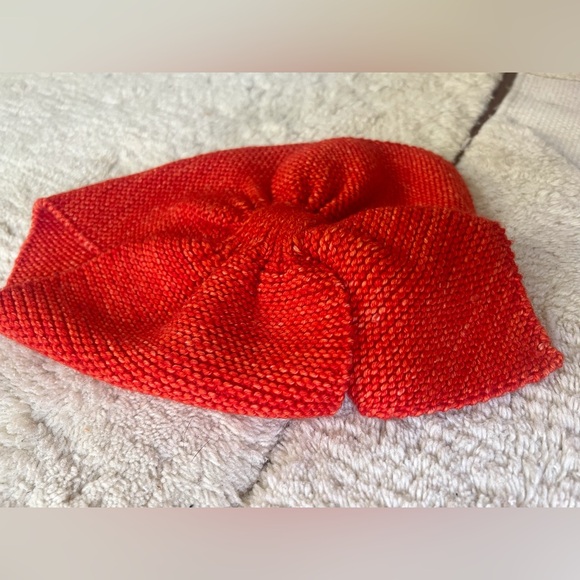 Misha & Puff Hot Red Wool Sledding Scarf Adult Women’s Orange Bright Handmade - Picture 7 of 11